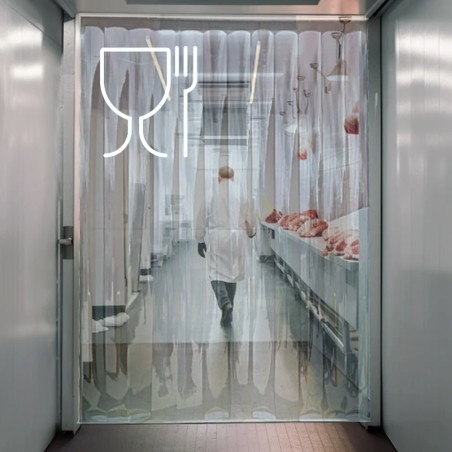 Cortinas de tiras de PVC transparente para contacto com alimentos