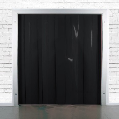 Cortina de tiras de PVC preto opaco