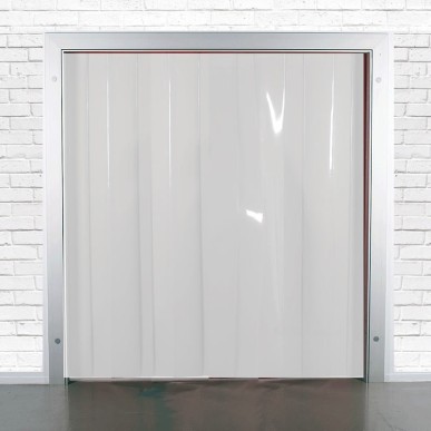 Cortina de tiras de PVC branco opaco