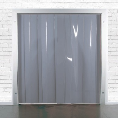 Cortina de tiras de PVC cinzento opaco