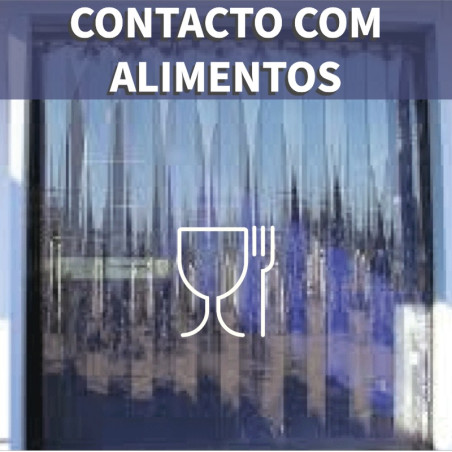Cortina de tiras de PVC transparente para contacto alimentar