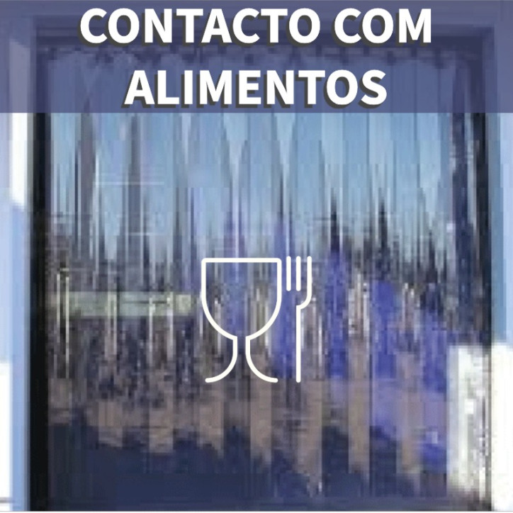 Cortina de tiras de PVC transparente para contacto alimentar