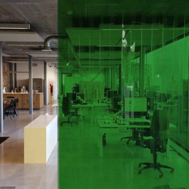 Cortina de tiras de PVC verde transparente
