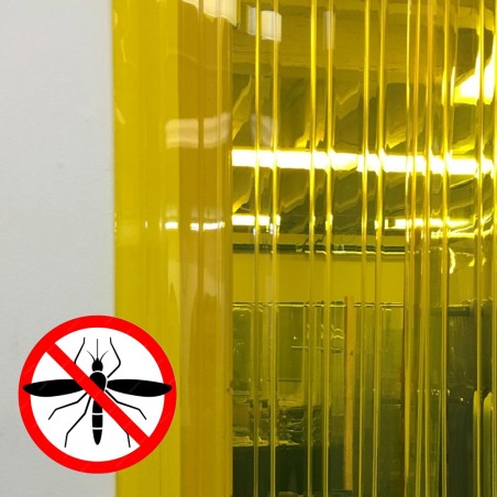 Cortina de tiras de PVC amarelo antimosquitos